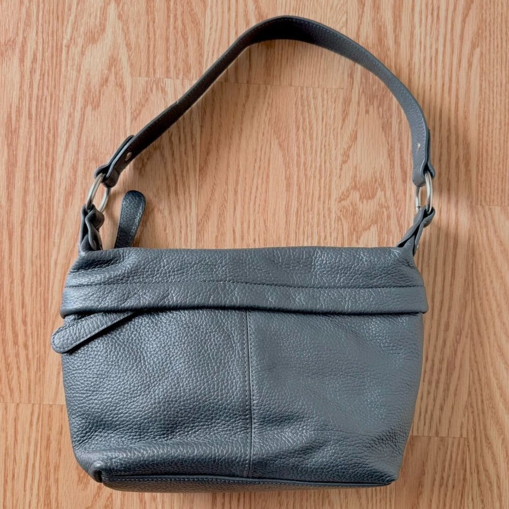 Genuine Pebbled Leather Shoulder Bag Size Medium Zebra Print Lining Top Handle